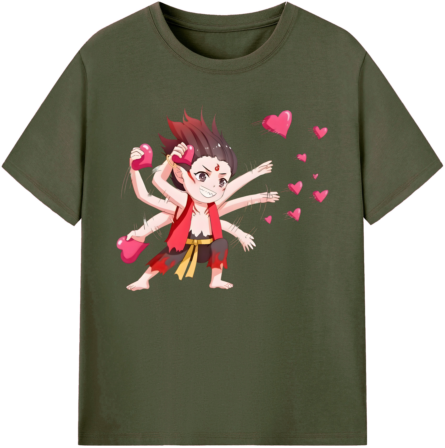 （画像用） Ne Zha 2 ナタ 魔童の大暴れ 綿100％ メンズ半袖Tシャツ｜肌触りやわらか＆通気性